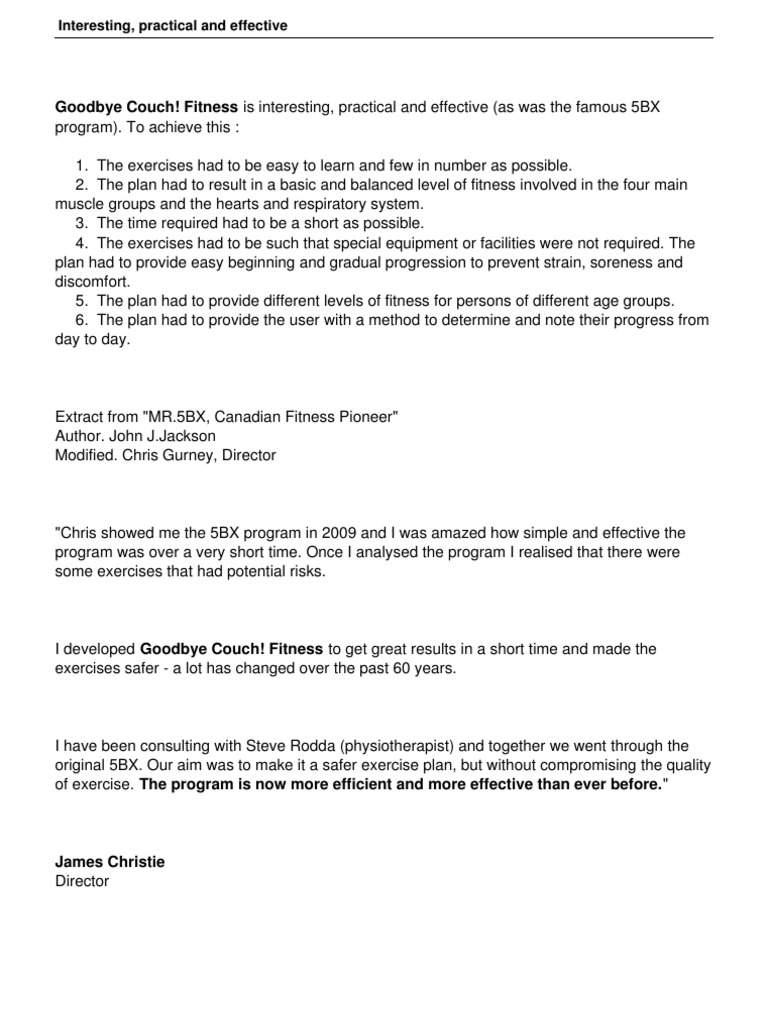 5BX Fitness Program for Seniors | PDF