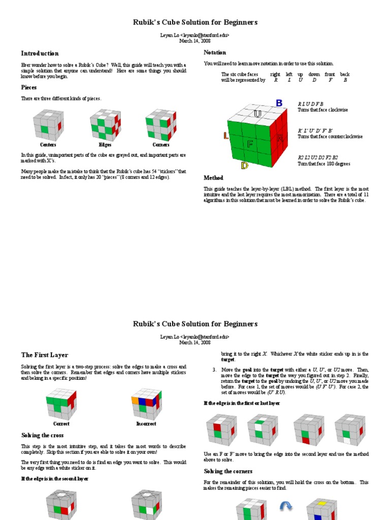 Beginner's Guide to Solving Rubik's Cube | PDF | Home & Garden