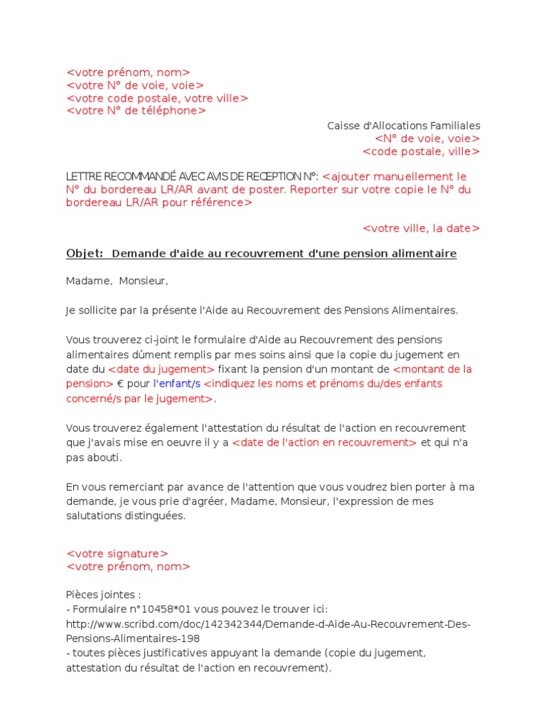 Famille Type De Documents Jugements Attribuant Une Pension Alimentaire 5 Ans Justificatifs De Paiement Des Pensions Alimentaires