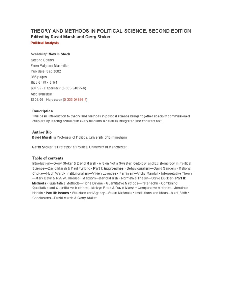 Political Science Theory & Methods | PDF | Political Science ...