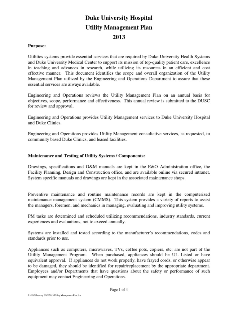 Utility Management Plan PDF Building Automation Engineering