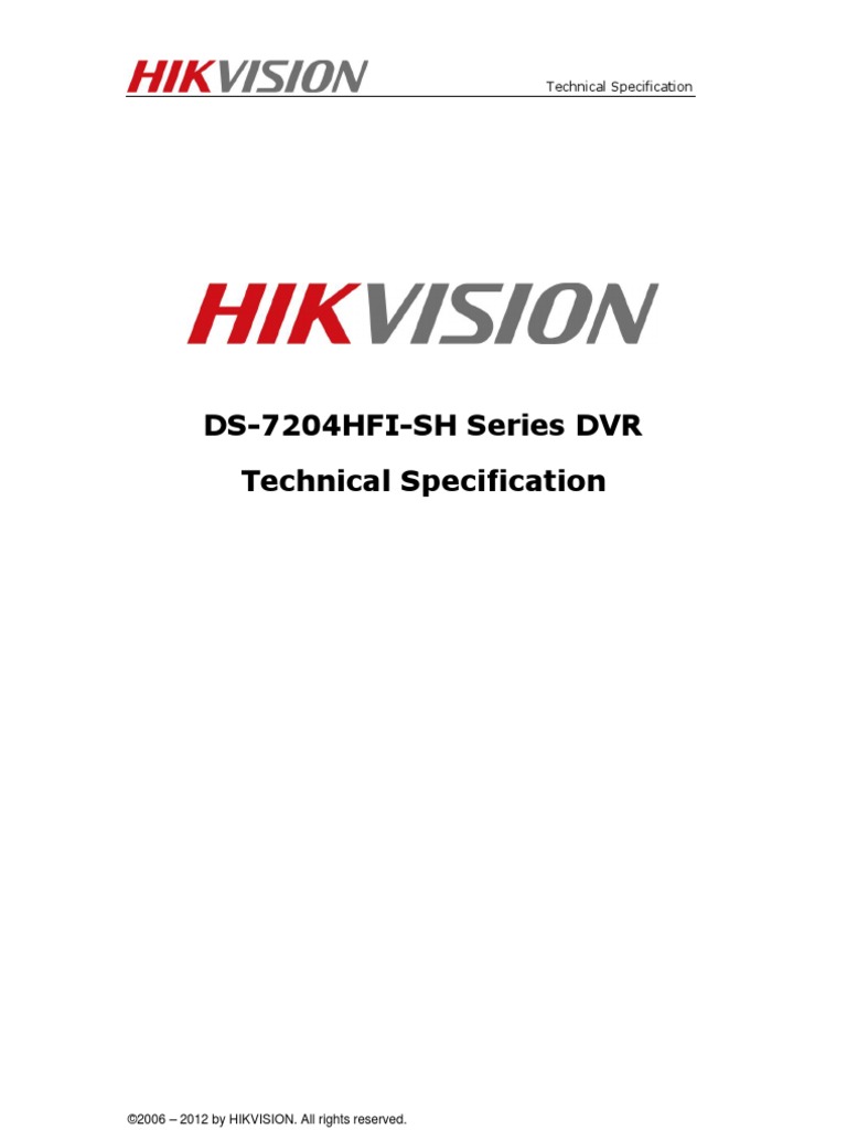DVR Technical Specification PDF Video Hdmi