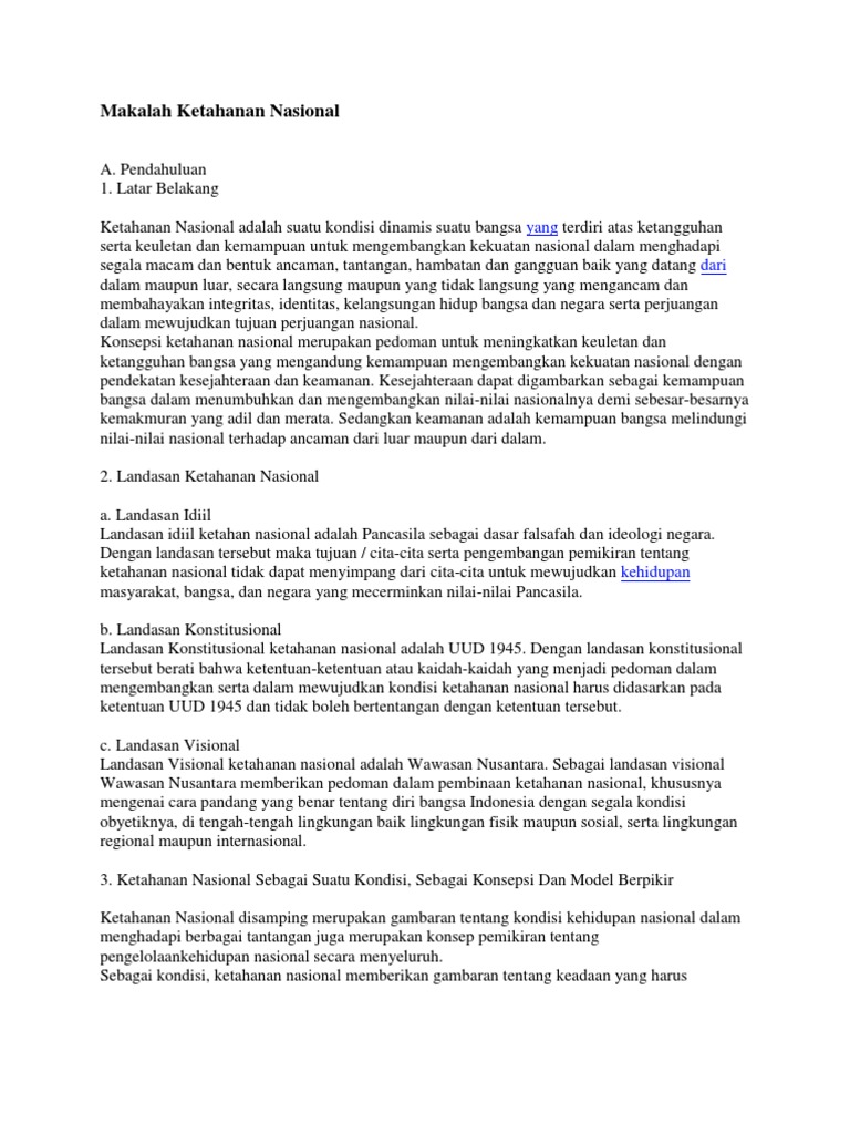 Makalah Ketahanan Nasional
