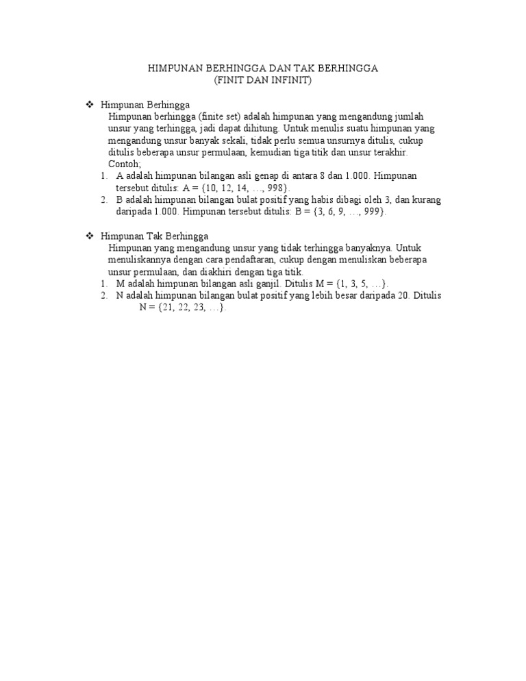 Himpunan Berhingga Dan Tak Berhingga