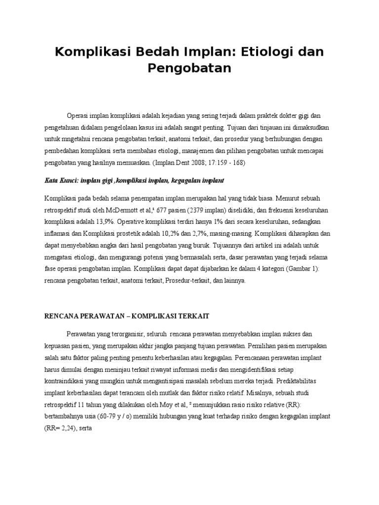 Komplikasi Bedah Implan