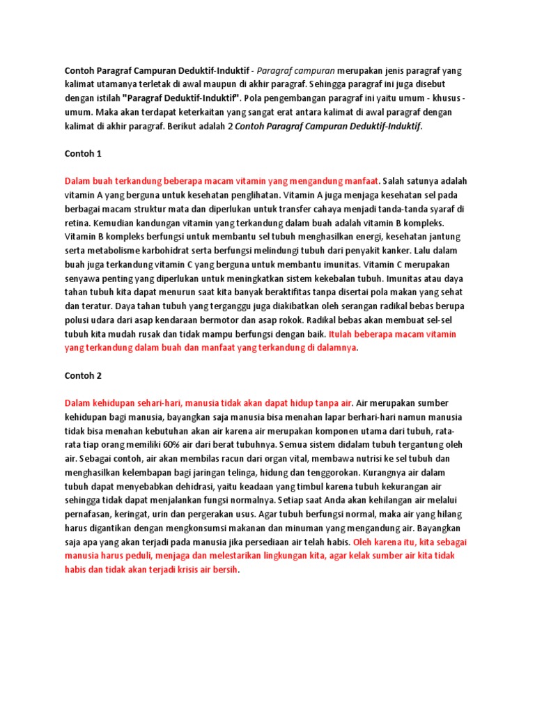 Contoh Paragraf Campuran Deduktif