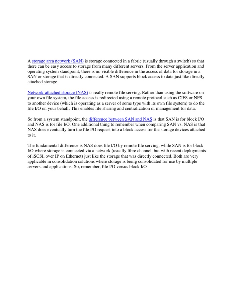 SAN vs. NAS: Key Differences Explained | PDF