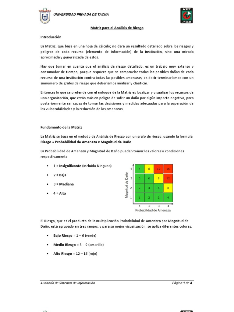 Instrucciones Matriz para Analisis de Riesgos PDF | PDF