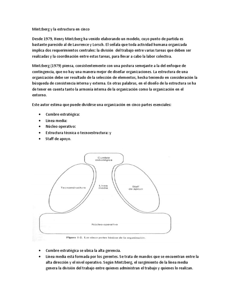 Mintzberg y La Estructura en Cinco | PDF | Burocracia | Conocimiento