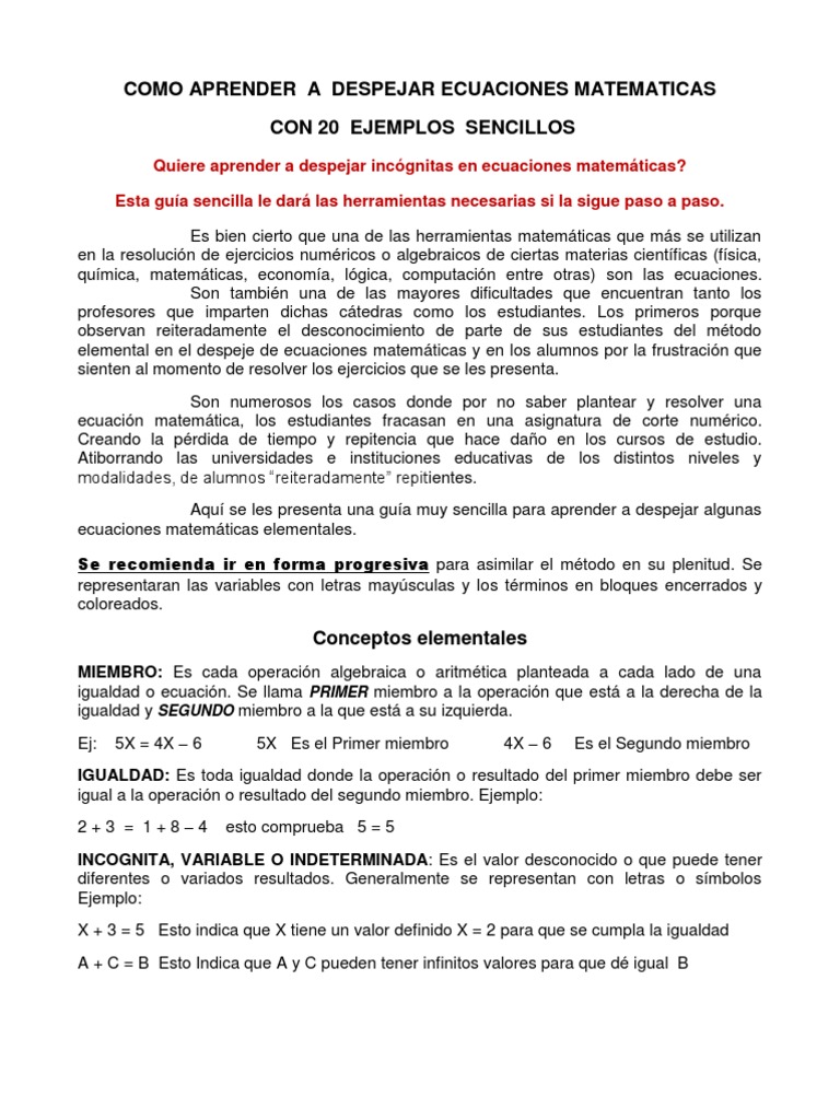 Como Aprender a Despejar en 15 Ejemplos Sencillos