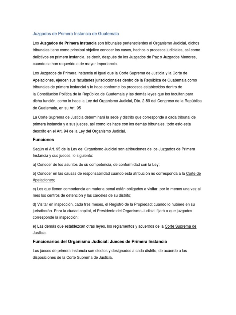Juzgados de Primera Instancia en Guatemala | PDF | Competencia (ley) | Juez