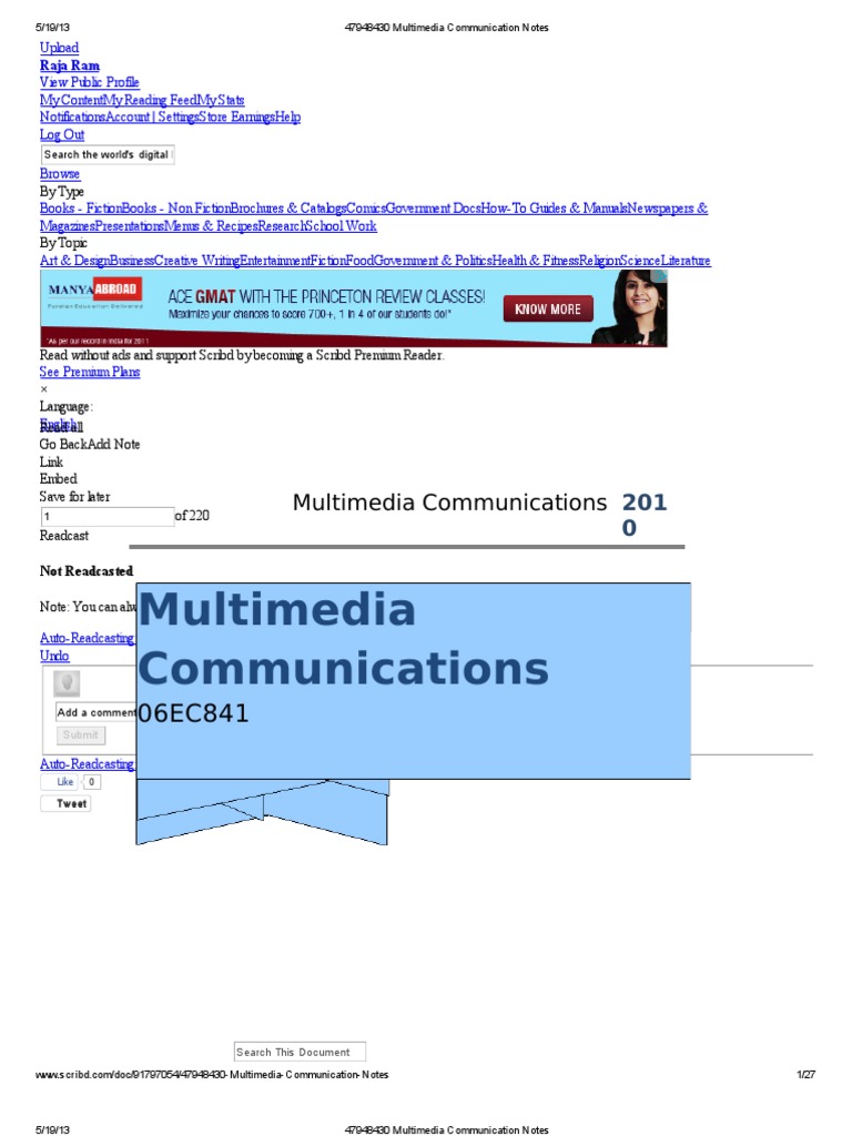 Multimedia Communication Notes | PDF | Scribd | Osi Model