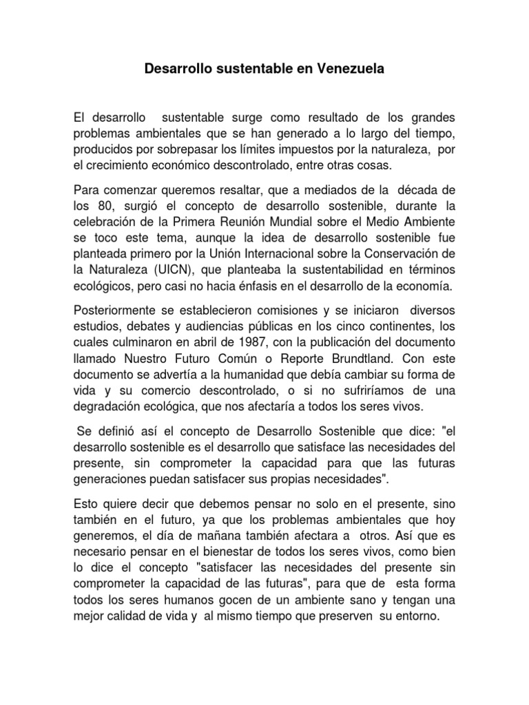 Desarrollo Sustentable en Venezuela | PDF | Desarrollo sostenible ...