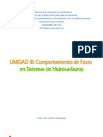 UNIDAD III. Comportamiento de Fases en Sistemas de Hidrocarburos