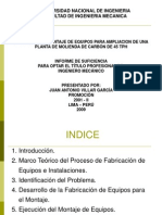 Fabricación y montaje de equipos para ampliación de planta de molienda de carbón de 45 TPH