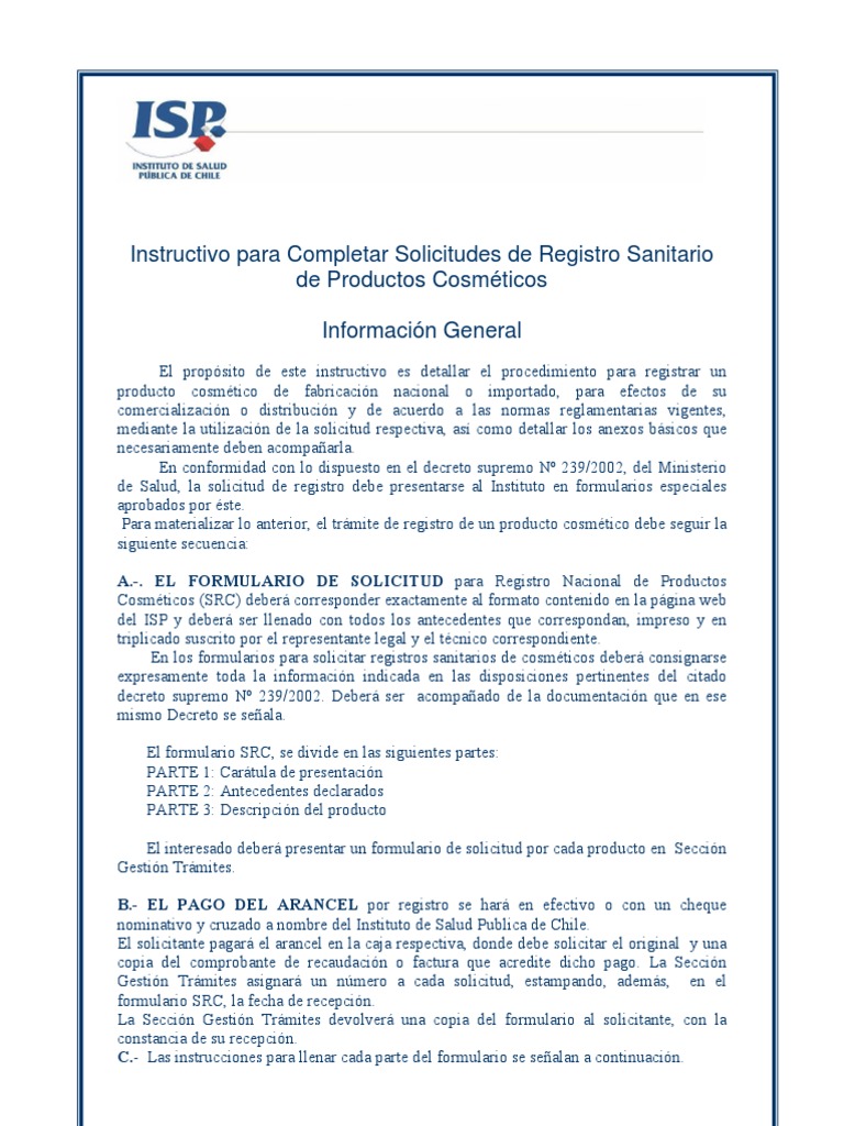 Registro Sanitario de Cosméticos en Chile | PDF | Farmacia | Business