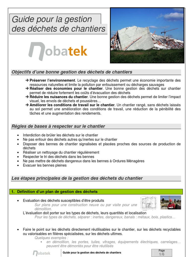 Gestion des déchets de chantiers | PDF | Recyclage | Déchets