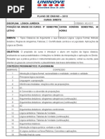 Plano de Ensino de Lógica Jurídica