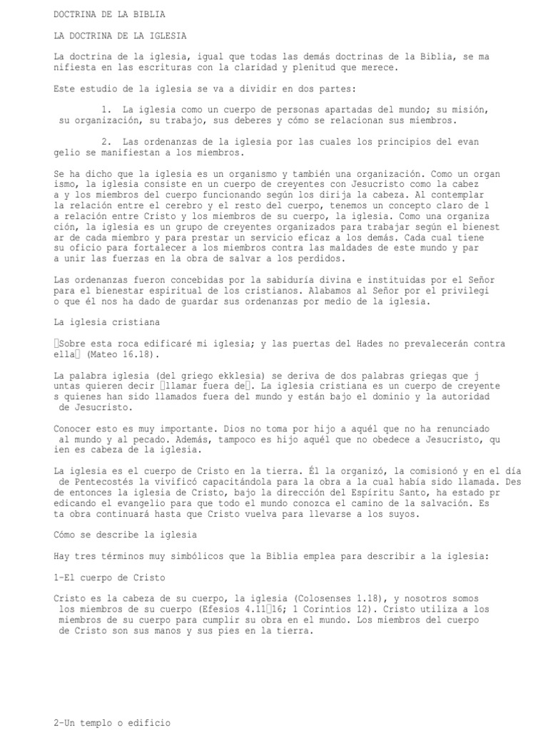 Doctrina y Misión de la Iglesia Cristiana | PDF | Iglesia cristiana ...