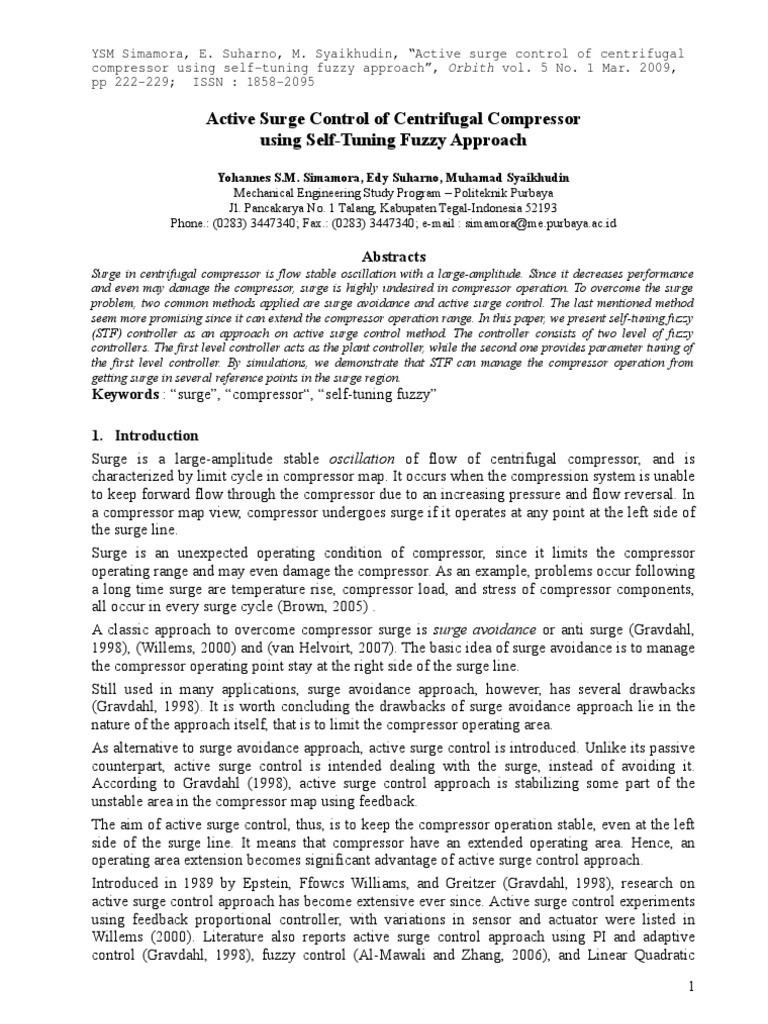 Active Surge Control in Centrifugal Compressors | PDF | Visual Cortex ...