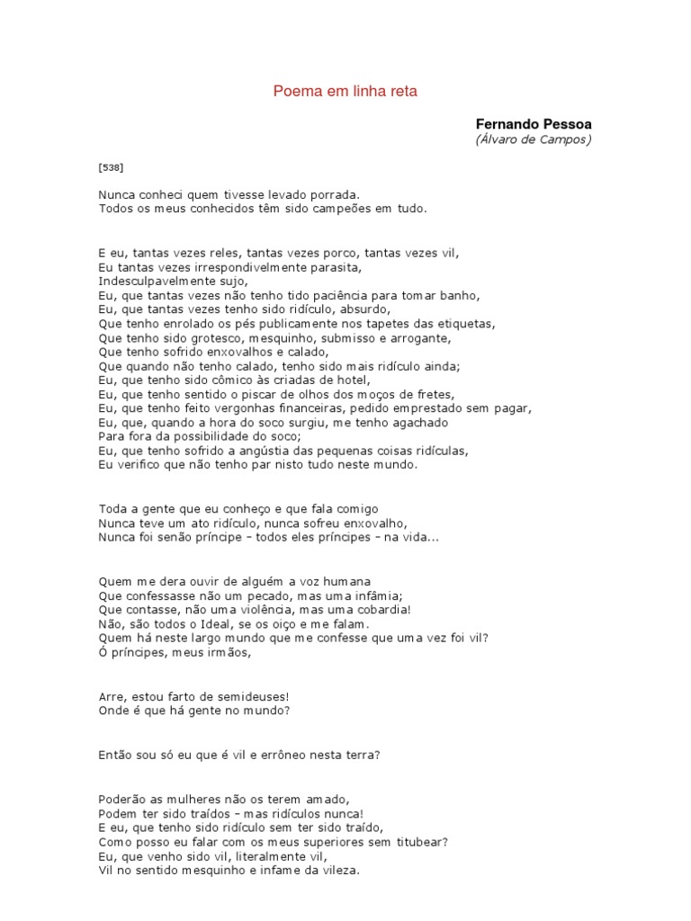Poema em Linha Reta | PDF