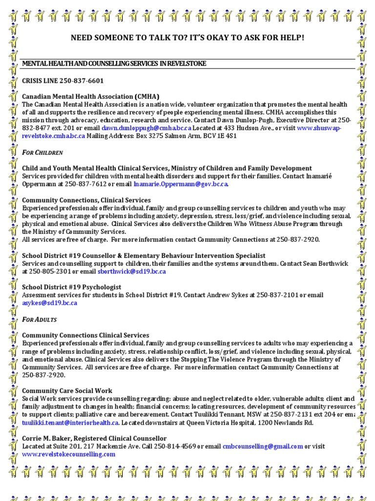 Revelstoke Mental Health Resources list 2013-05-18 ...