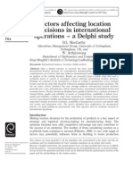 Factors Affecting Location Decisions in International Operations - A Delphi Study