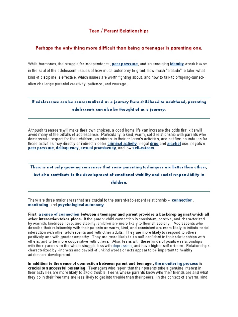Strengthening Parent-Teen Bonds | PDF | Parenting | Relationships