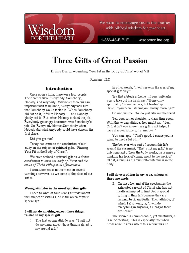 T G G P: Hree Ifts of Reat Assion | PDF | Paul The Apostle | Epistle To ...