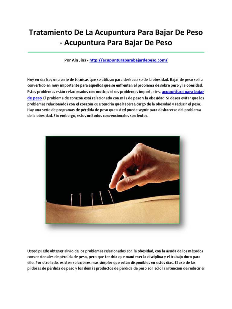 Acupuntura para Bajar de Peso | PDF | Acupuntura | Obesidad