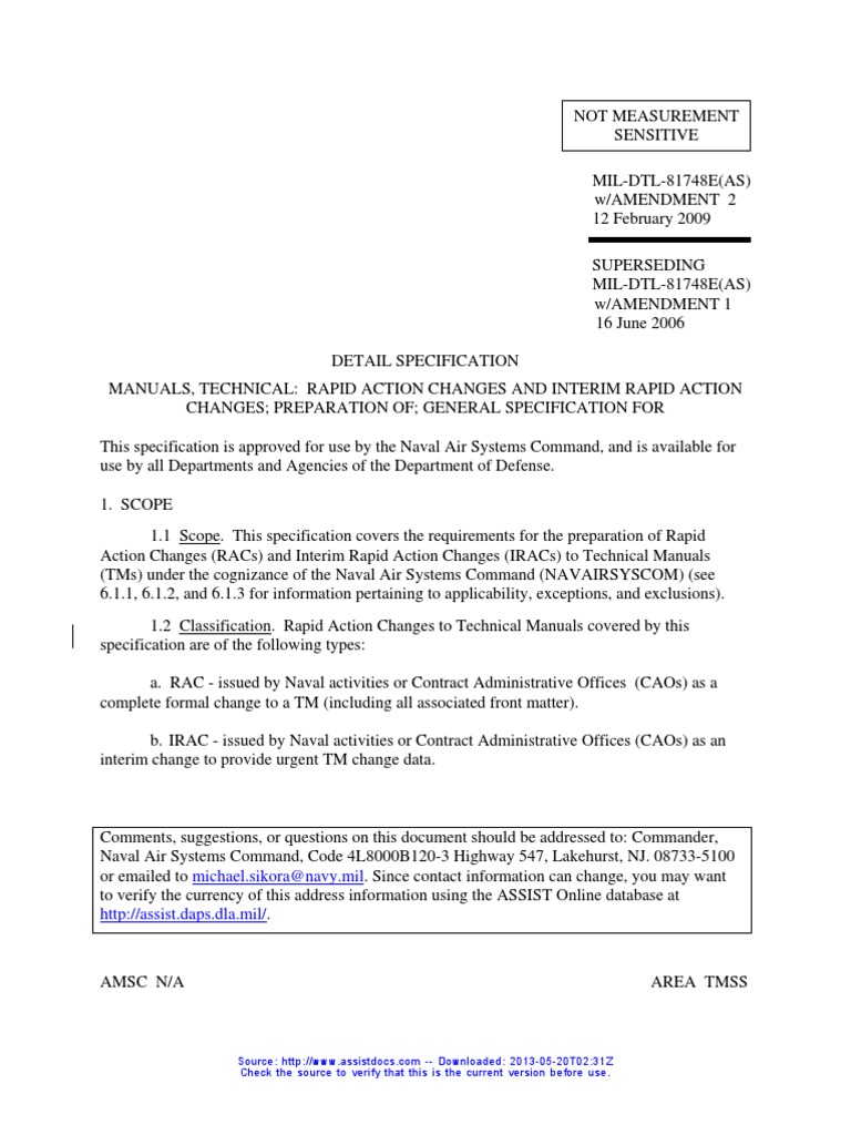 MIL-DTL-81748E-AMD-2 Manuals, Technical - Rapid Action Changes and ...