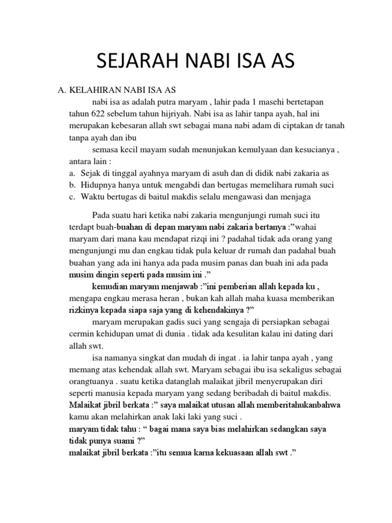 Sejarah Nabi Isa As Pdf