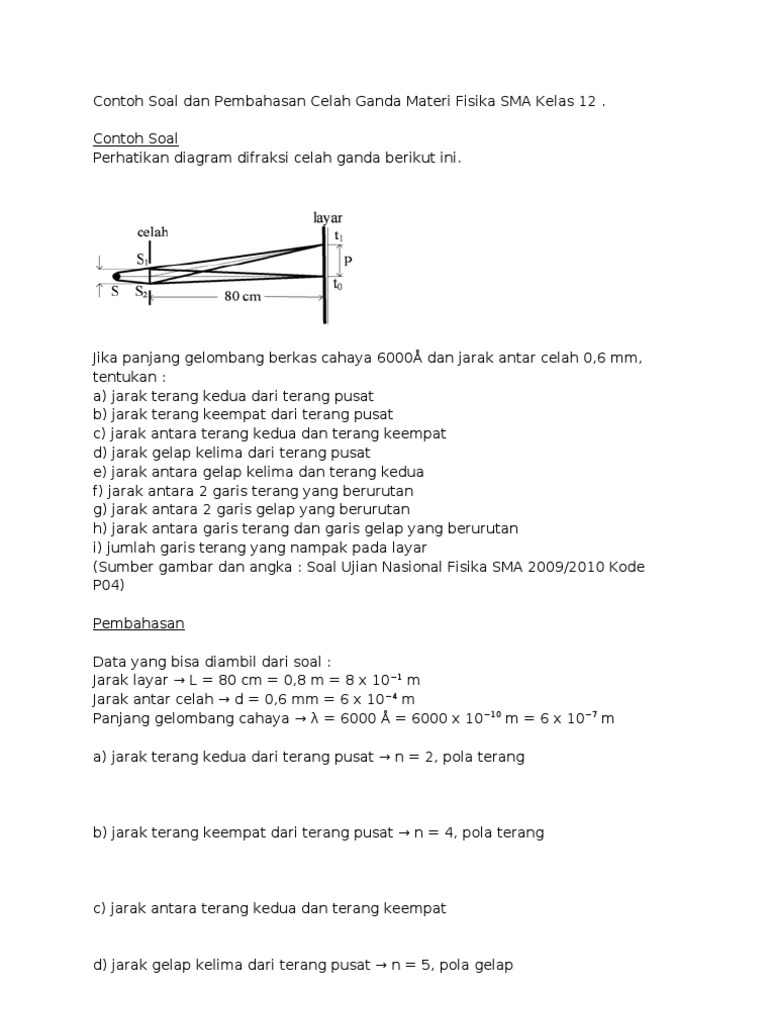 Contoh Soal Dan Pembahasan Celah Ganda Materi Fisika Sma Kelas 12 01