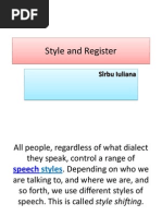 Style and Register: Sîrbu Iuliana