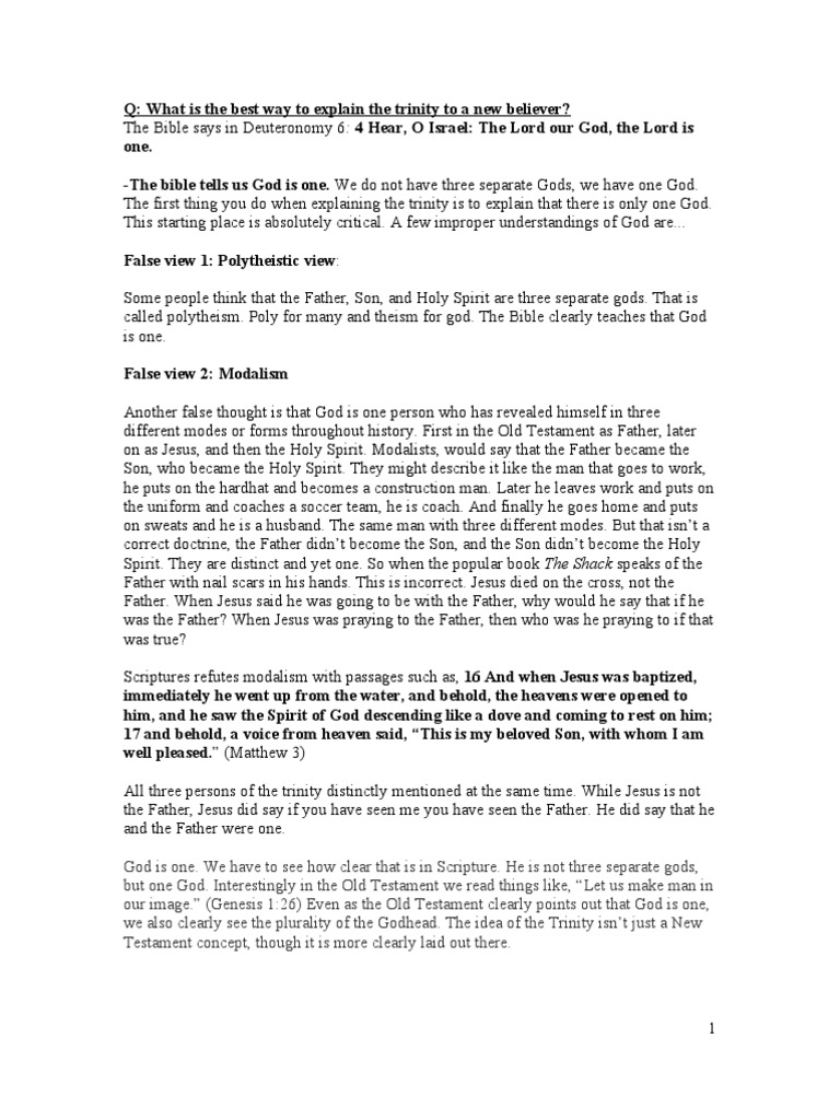 Explaining the Trinity to New Believers | PDF | Trinity | God In Mormonism