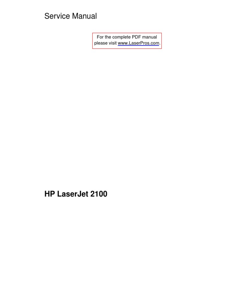 HP LJ 2100 Manual Toc | Troubleshooting | Printer (Computing)