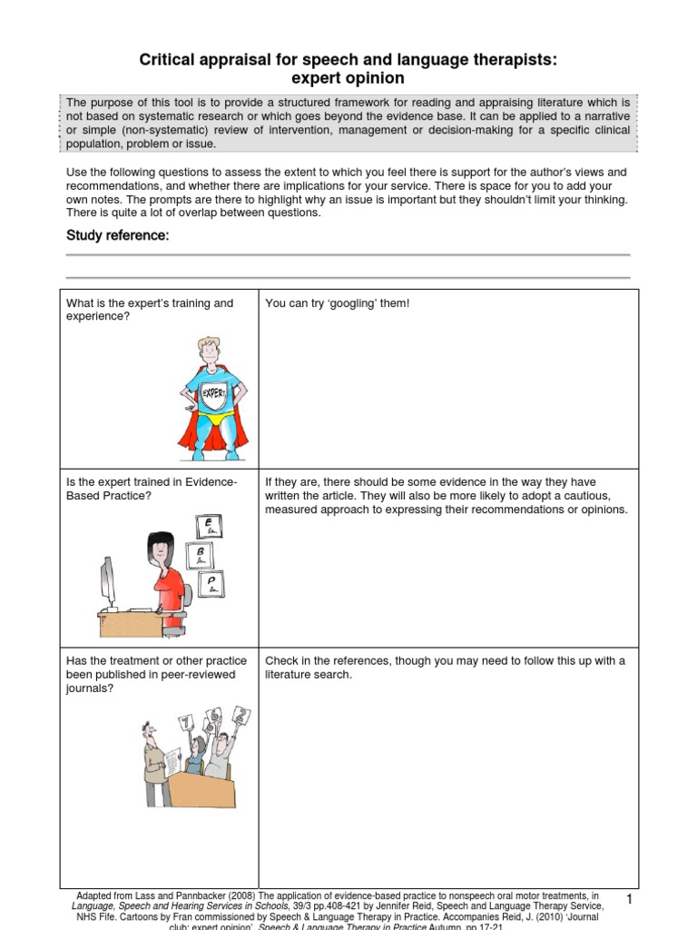 Critical Appraisal for Speech Therapists | PDF | Evidence Based ...