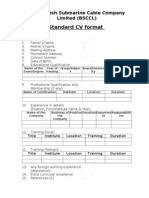 Standard CV Format: Bangladesh Submarine Cable Company Limited (BSCCL)