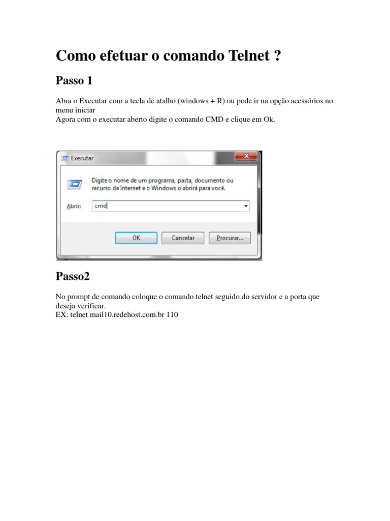 Como Efetuar o Comando Telnet | PDF