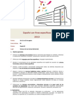 Español con Fines Específicos, UIMP, Cursos de Verano. Santander, 2013