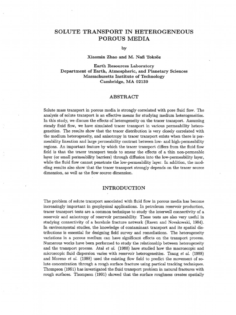 Solute Transport in Porous Media Analysis | PDF | Permeability (Earth ...