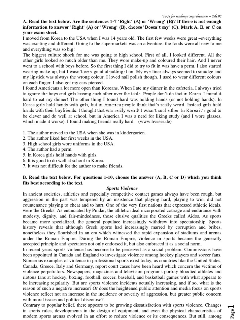 1 Text For Reading Comprehension | PDF | Fan (Person) | Sports