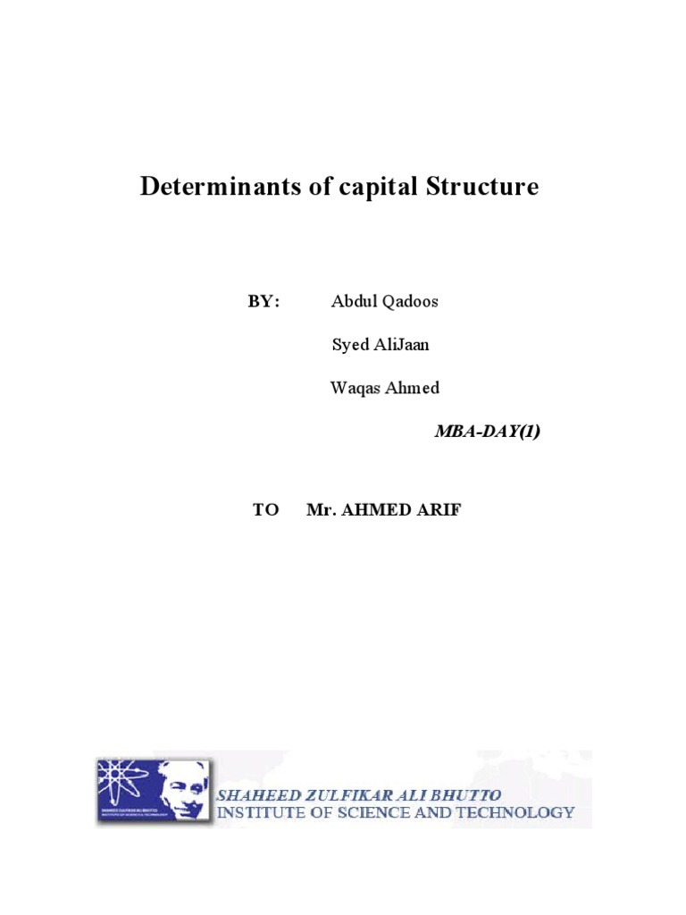 Determinants of Capital Structure in Pakistan | PDF | Capital Structure ...