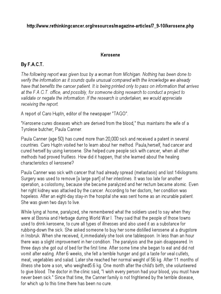 Kerosene Cured Cancer PDF Cancer Breast Cancer