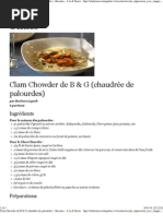 Clam Chowder de B & G (Chaudrée de Palourdes) - Recettes - À La Di Stasio