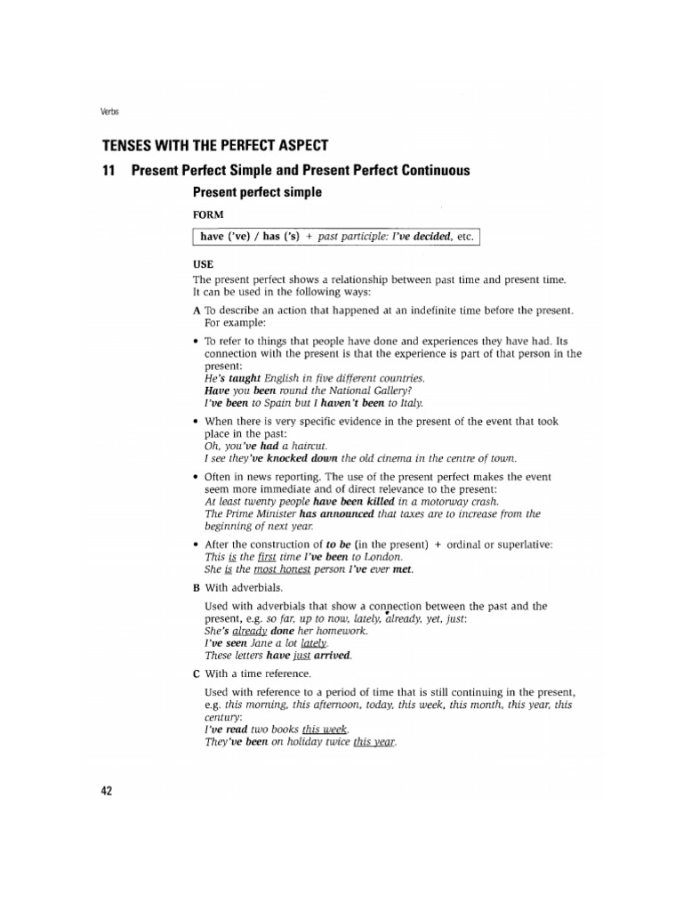 Present Perfect Tenses - Theory and Practice | PDF