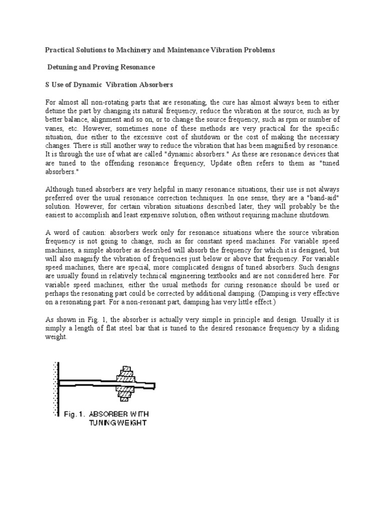 Practical Use of Dynamic Vibration Absorbers PDF Resonance Physics