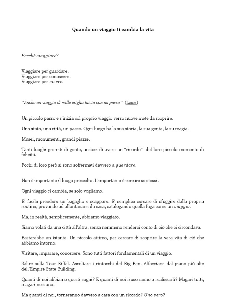 Quando Un Viaggio Ti Cambia La Vita