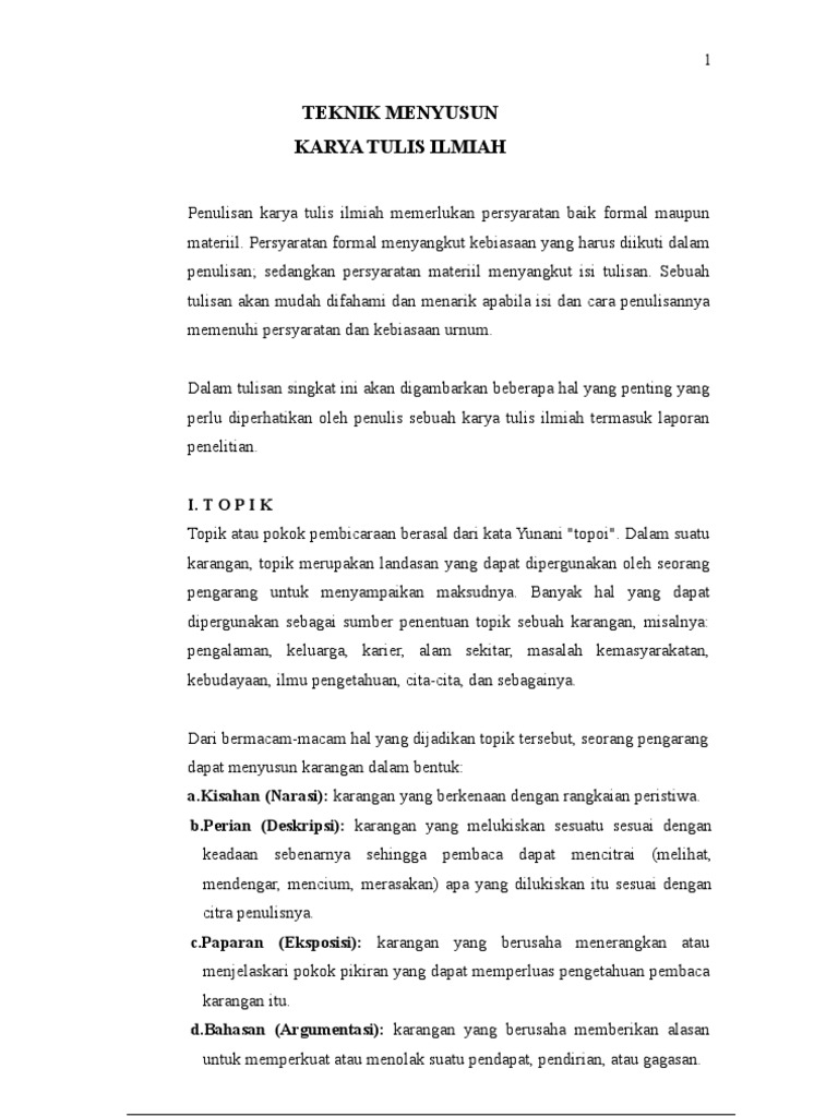 Teknik Penulisan Karya Ilmiah