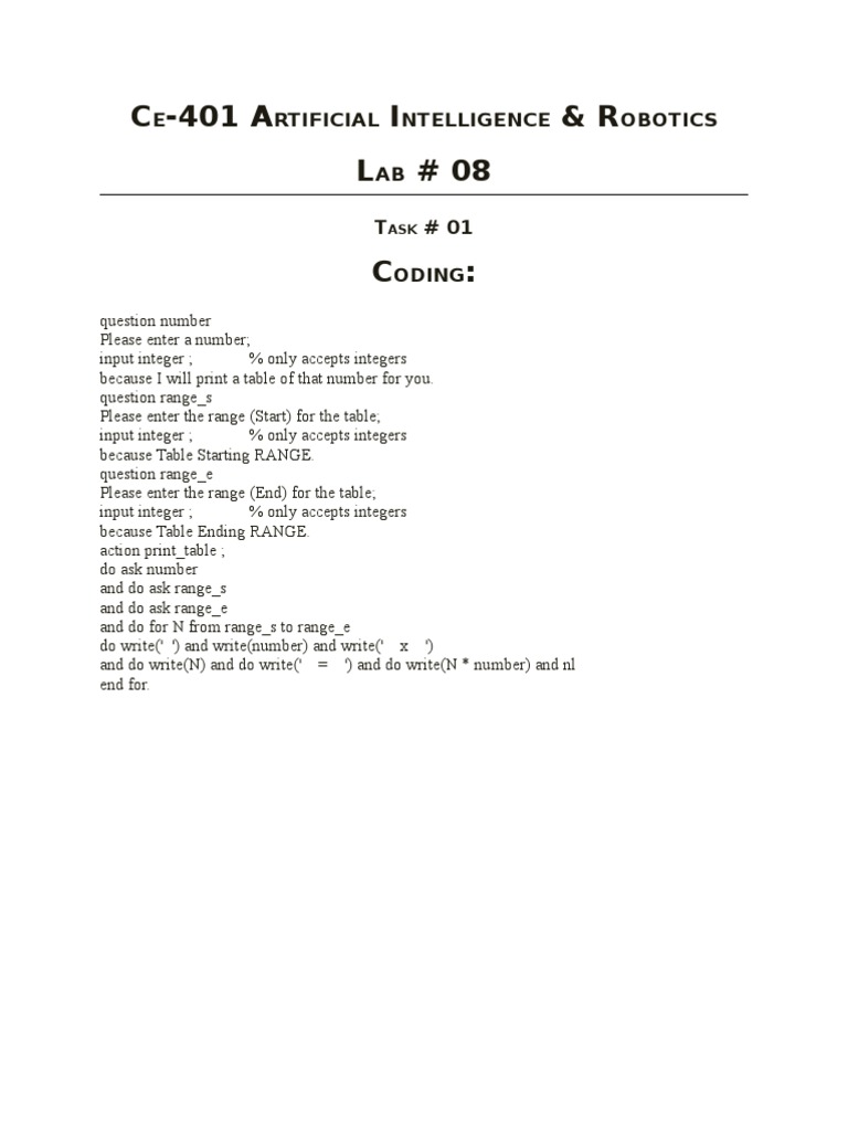 AI & Robotics Lab Coding Tasks | PDF | Artificial Intelligence ...